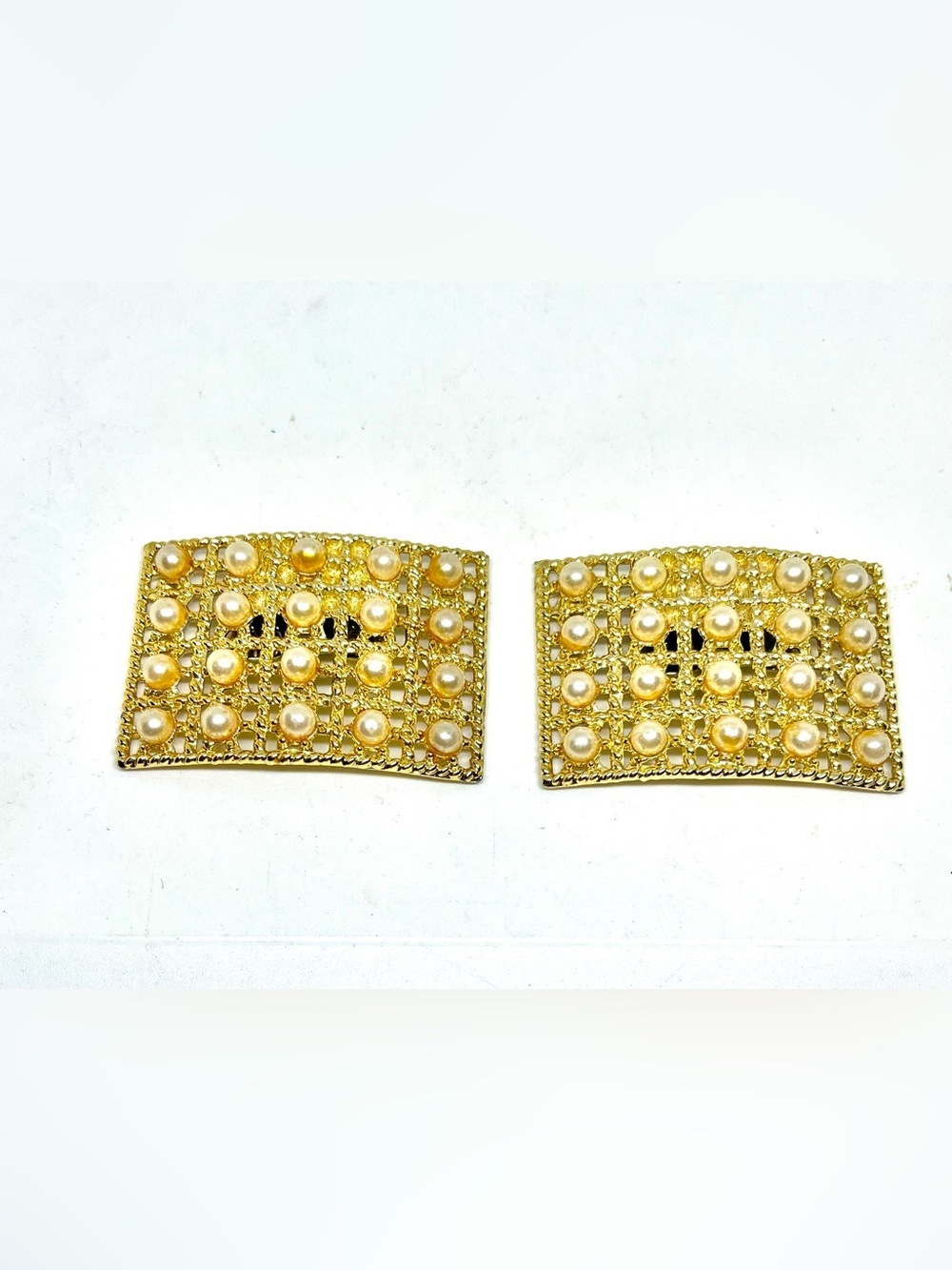 Gold-Tone Pearl Shoe Clips